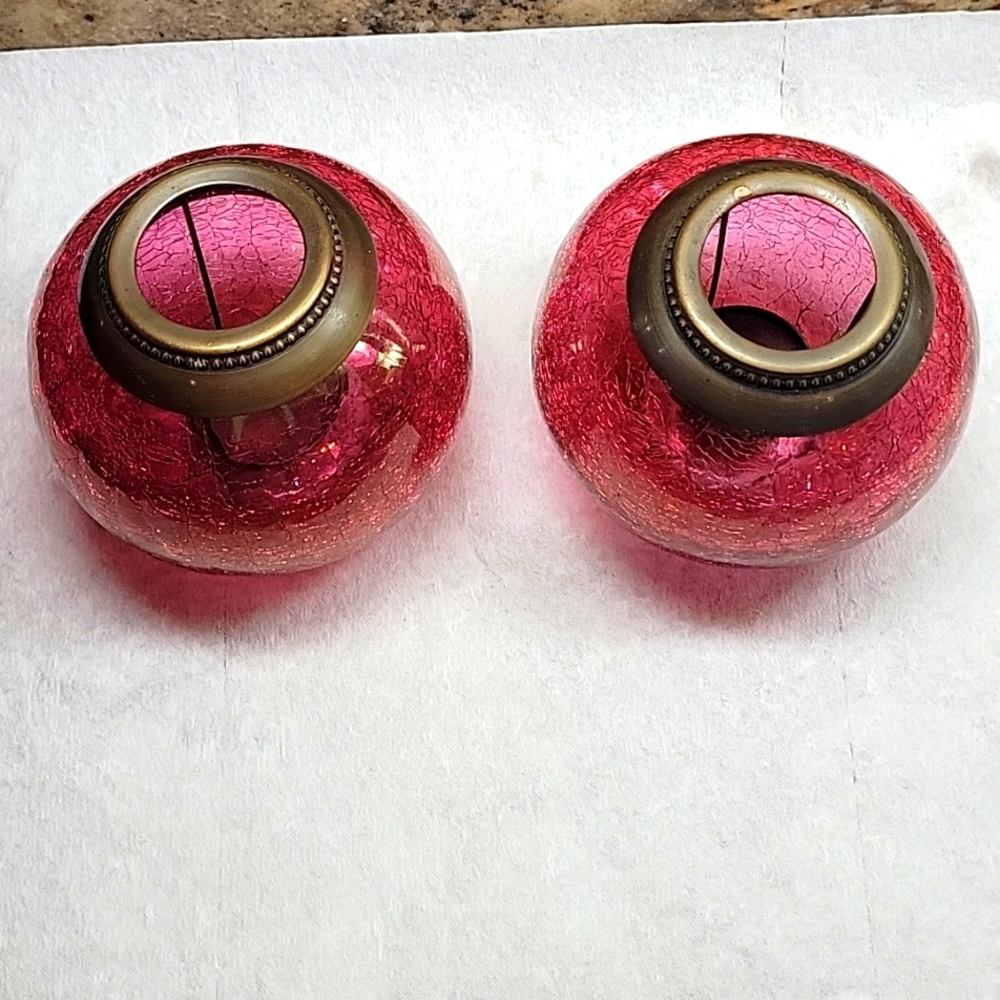 Vintage crackle glass tea light holders (2) - Picture 7 of 8